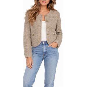Lili & Lala Knit Button Up Cardigan Sweater Size Small (S) Taupe Beige Preppy